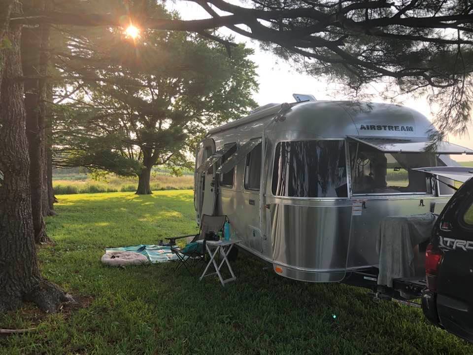 Harvest Hosts Review: Our campsite on the Iowa hemp farm