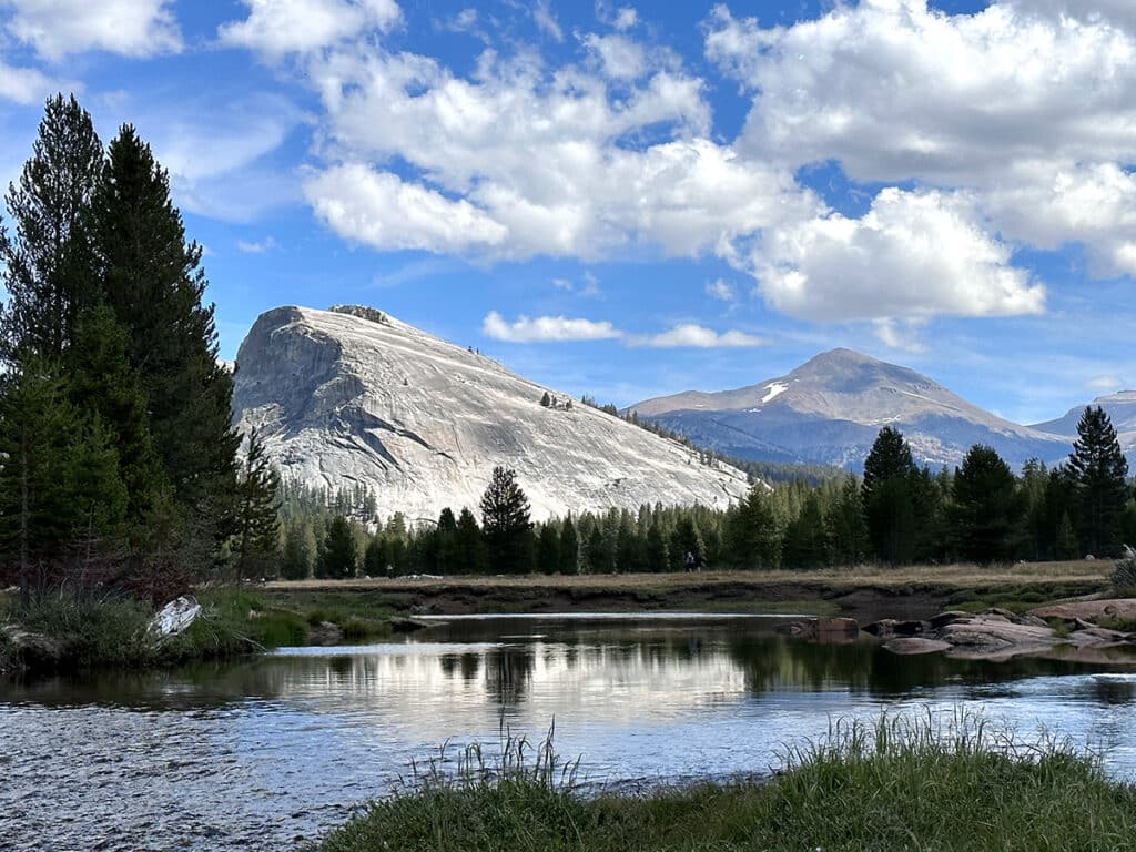 Tuolumne River winds its way past Lembert Dome in Tuolumne Meadows  |  © 2023 Deborah Dennis