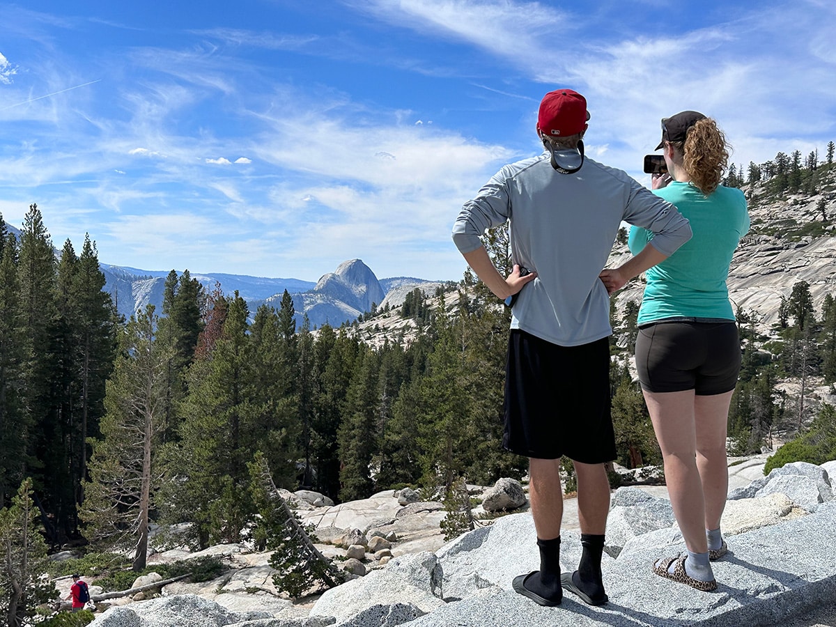 Tourists Viewing Half Dome at Olmsted Pt in Yosemite National Park