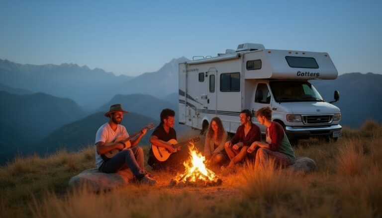 30-somethings camping in an RV